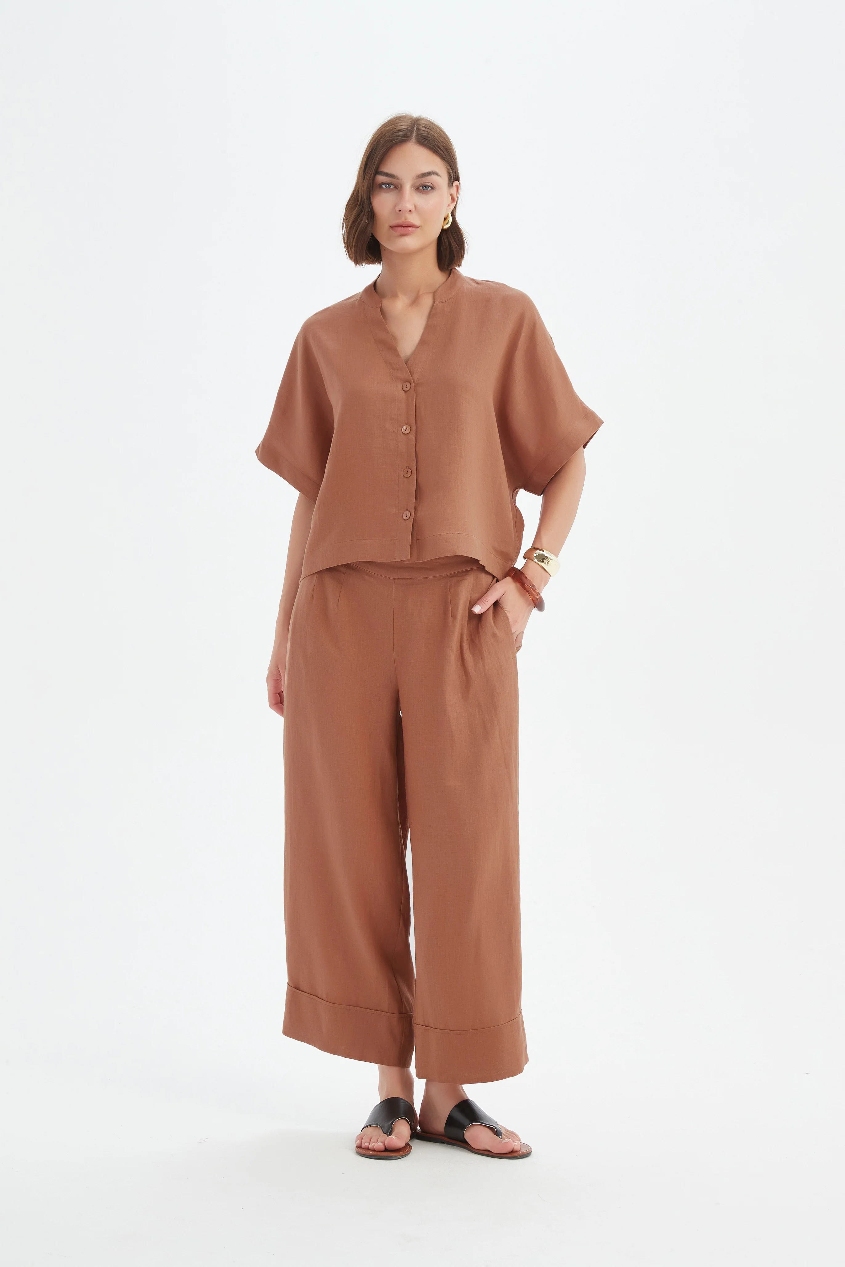 BOXY BUTTON LINEN SHIRT - Image 11
