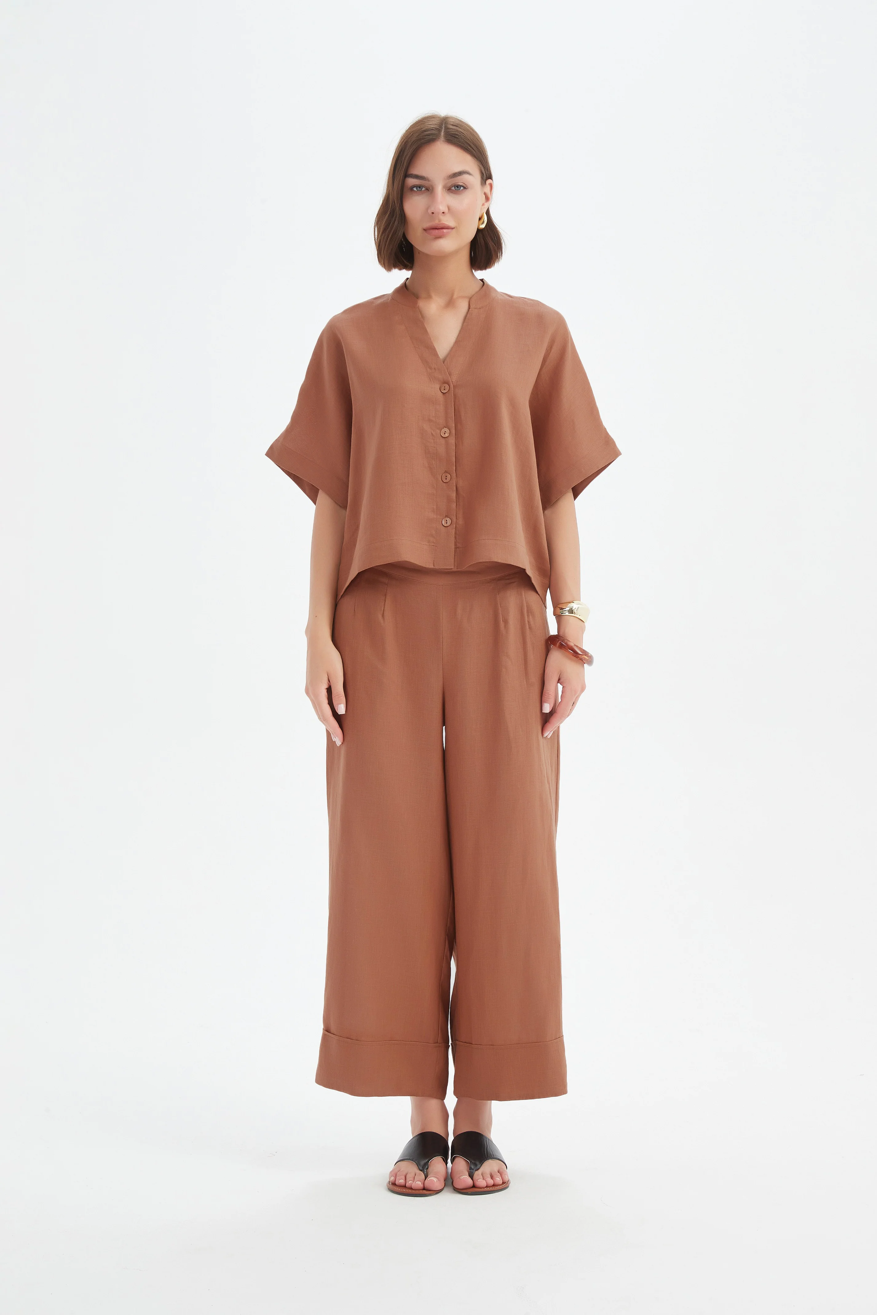 BOXY BUTTON LINEN SHIRT - Image 12