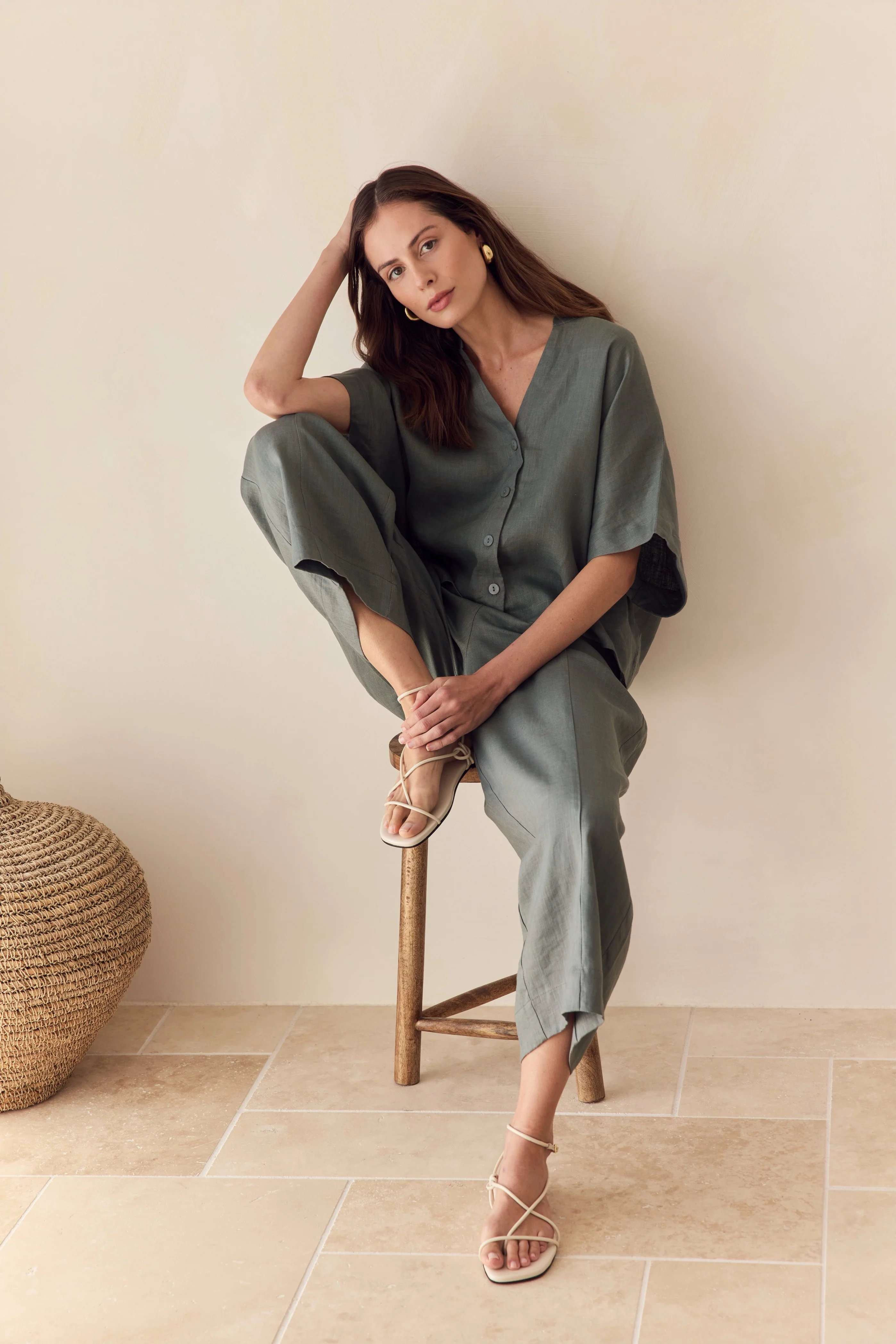 BOXY BUTTON LINEN SHIRT - Image 3