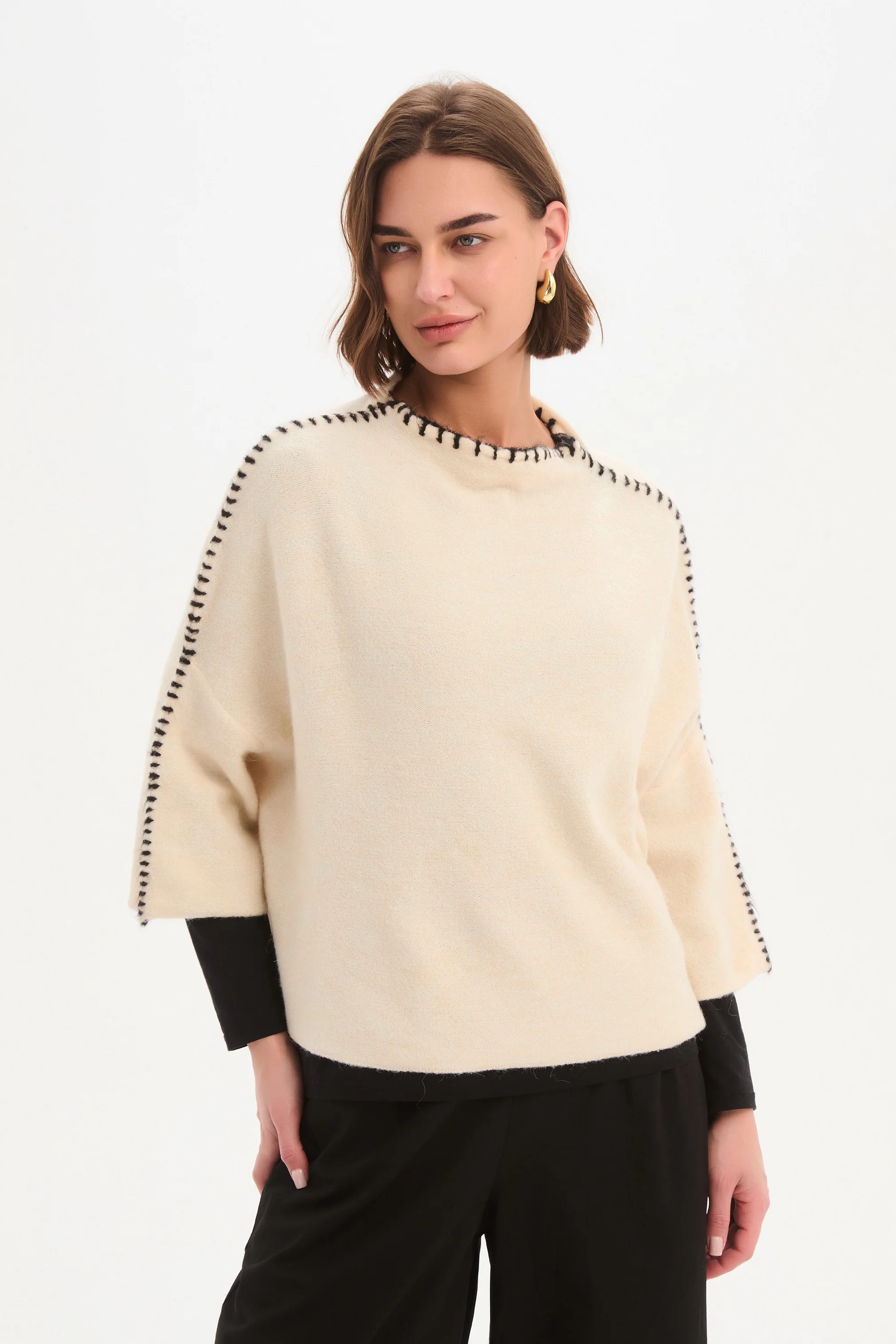 CONTRAST STITCH DETAIL KNIT - Image 2