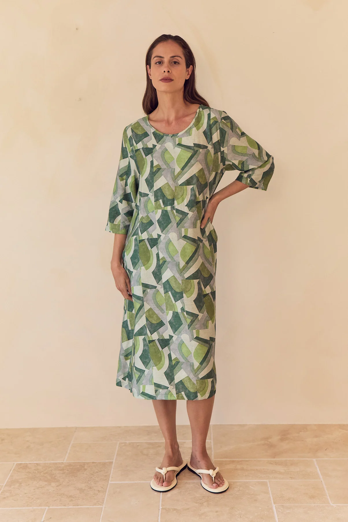 CURVE SEAM PRINT DRESS - Image 10