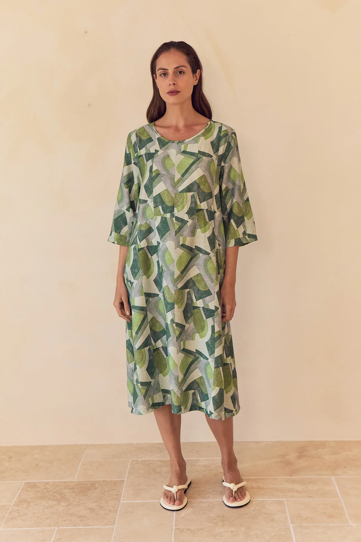 CURVE SEAM PRINT DRESS - Image 11
