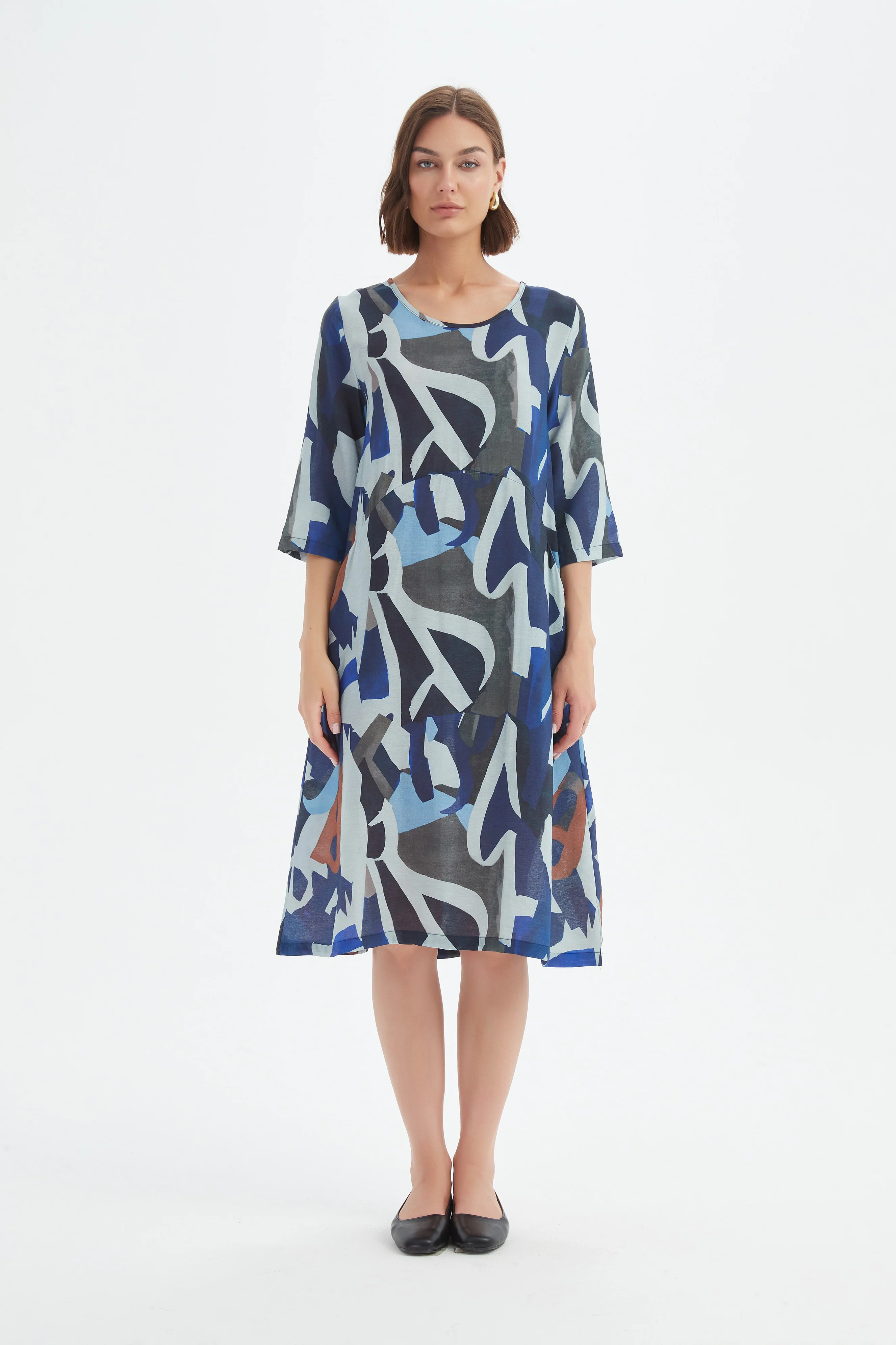 CURVE SEAM PRINT DRESS - Image 19