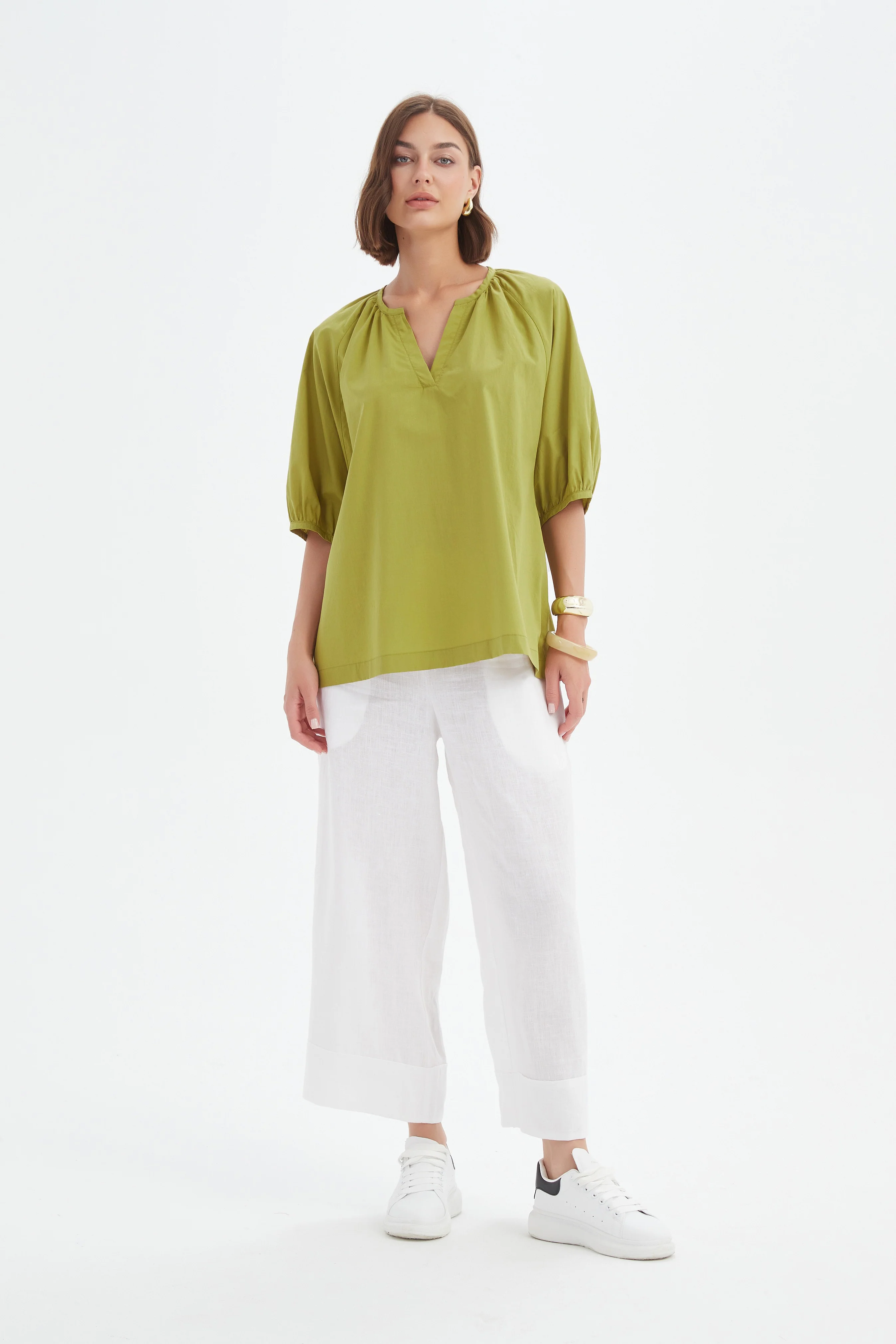 GATHERED NOTCH NECK TOP - Image 10