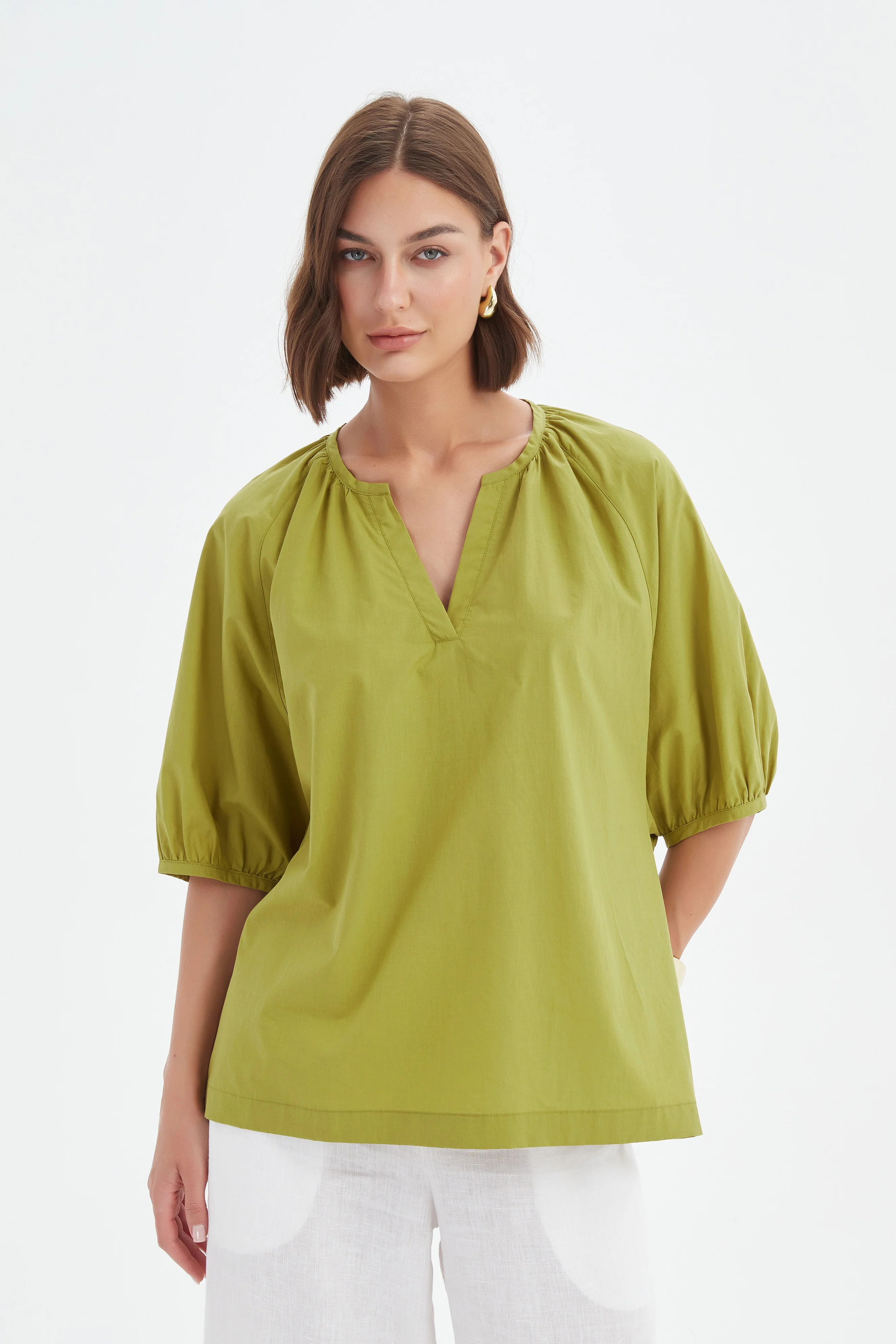 GATHERED NOTCH NECK TOP - Image 8