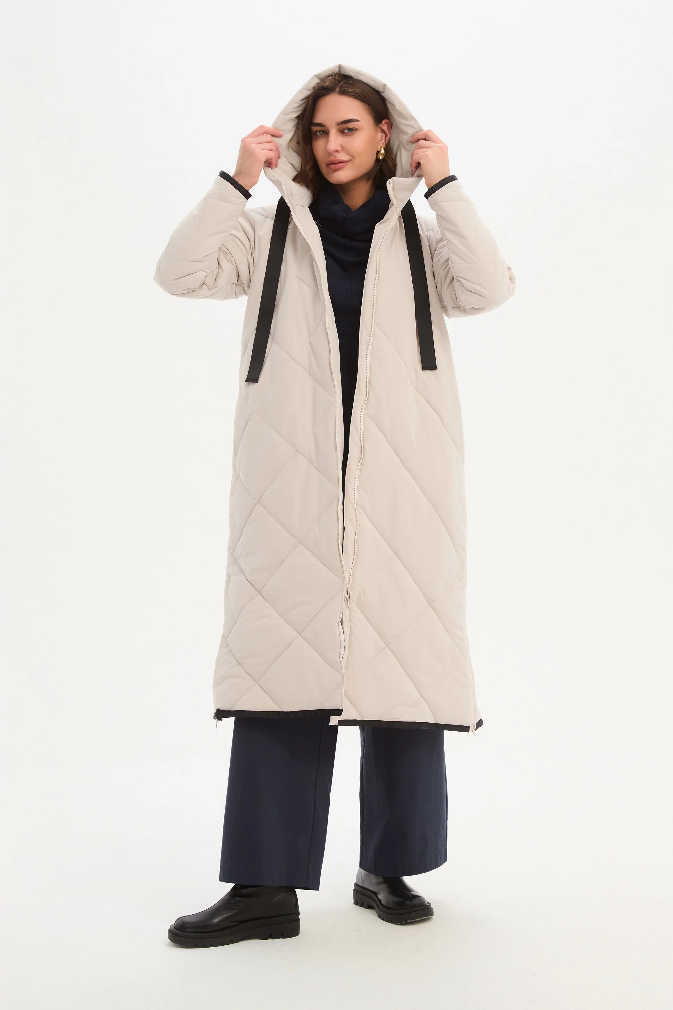 LONGLINE ZIP HEM WINTER COAT - Image 2