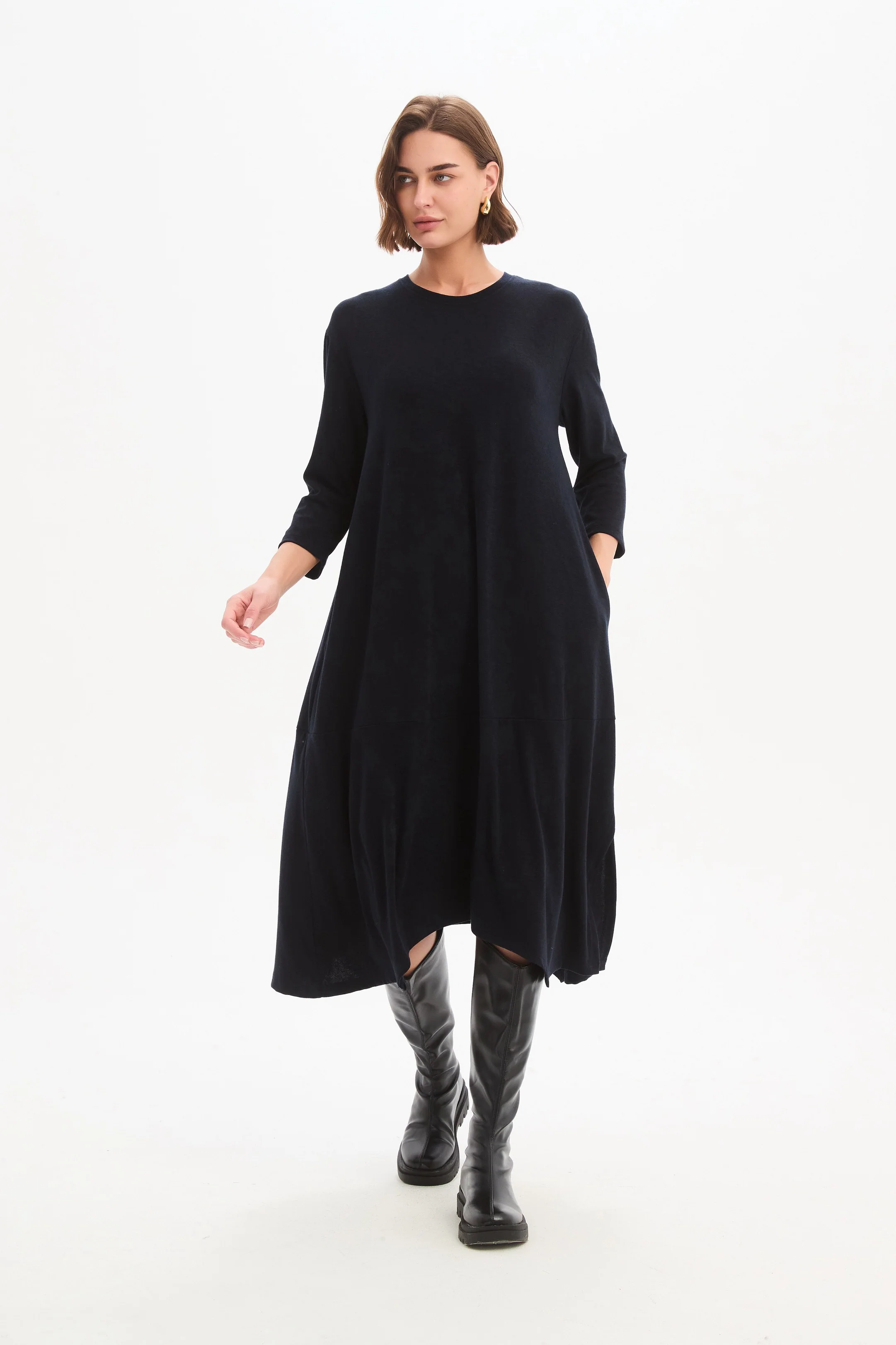 OVERLAY PANEL KNIT DRESS