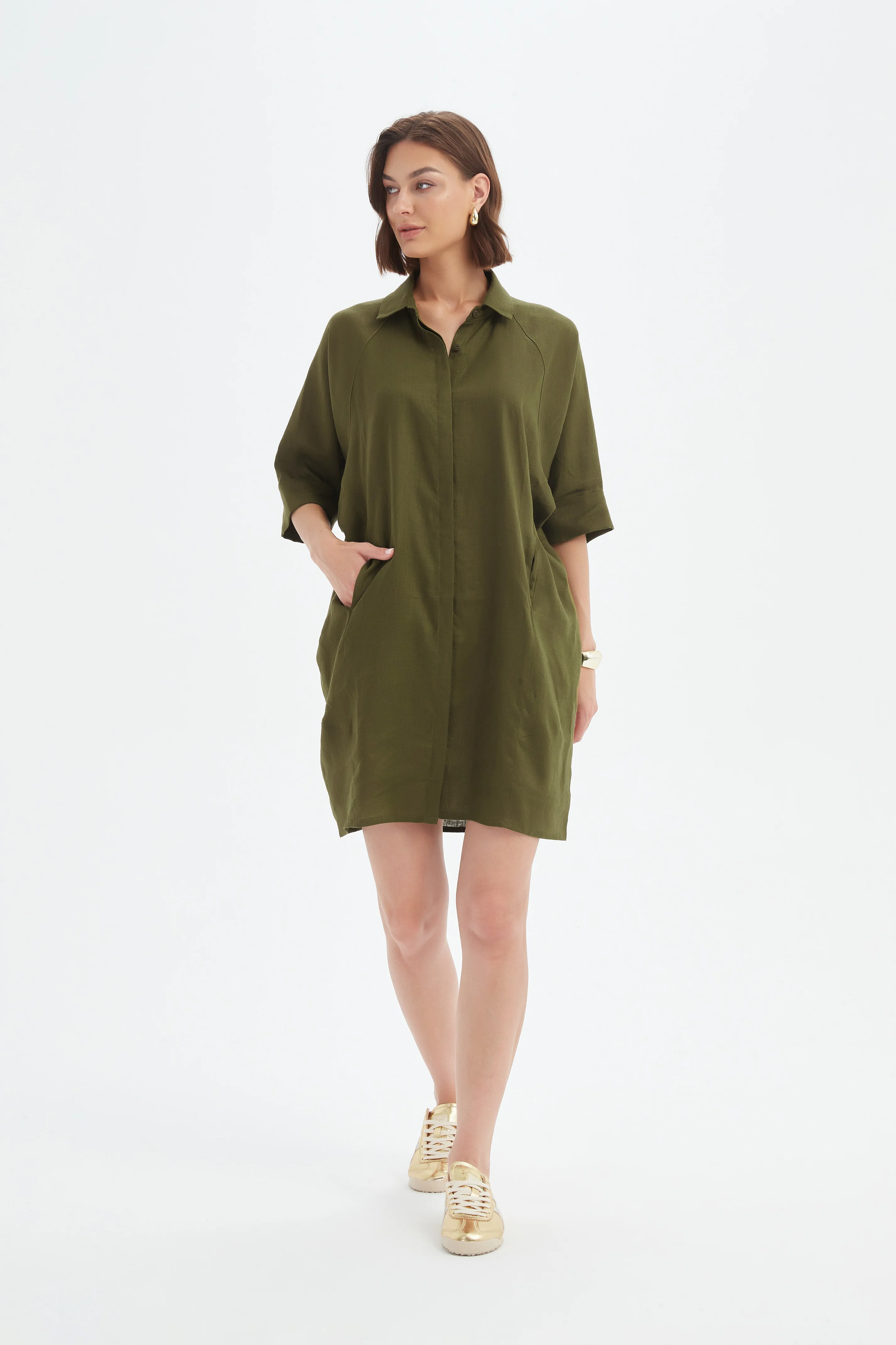 OVERSIZED LINEN SHIRT DRESS - Image 2