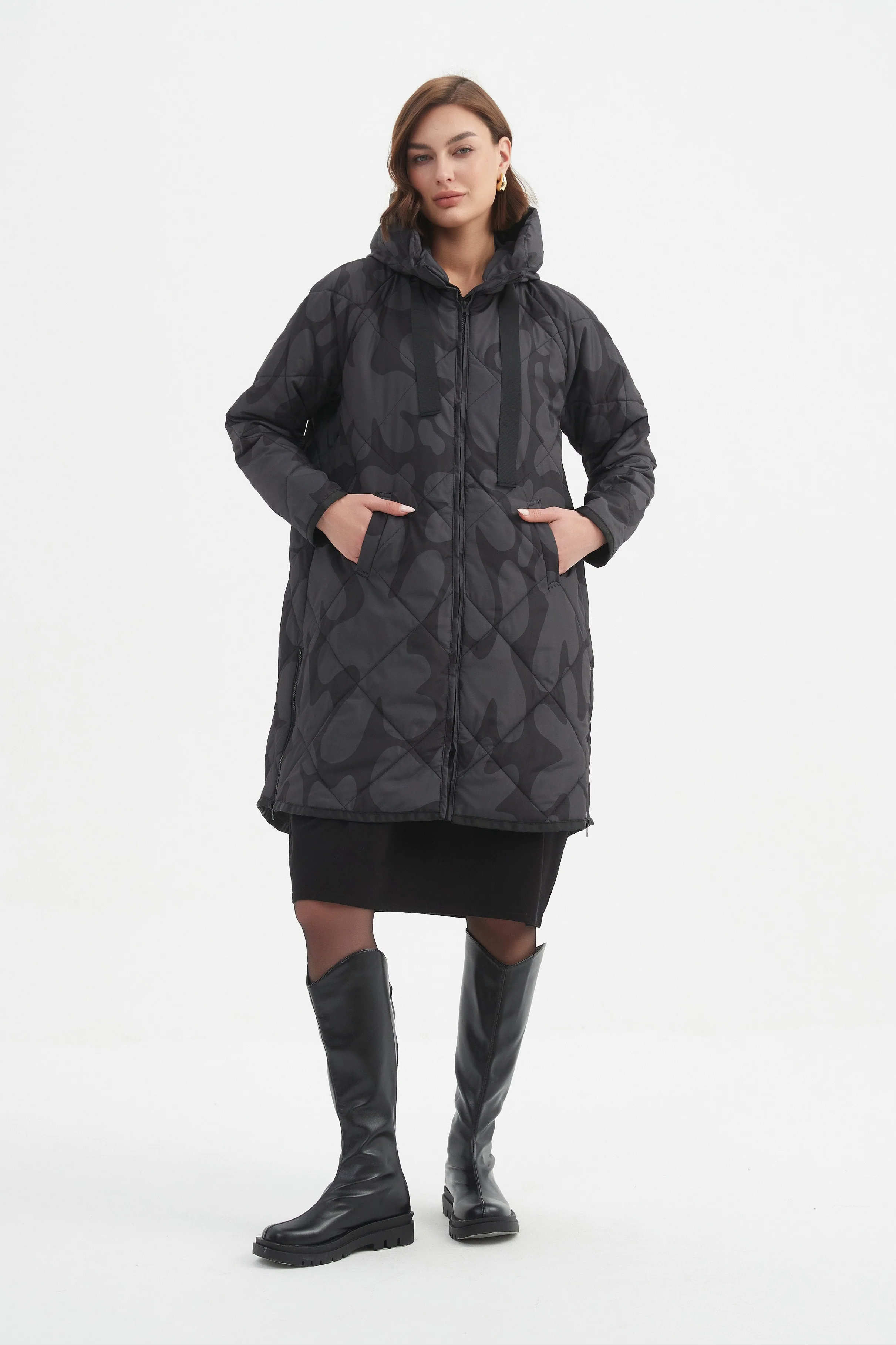 PRINT ZIP HEM WINTER COAT - Image 3