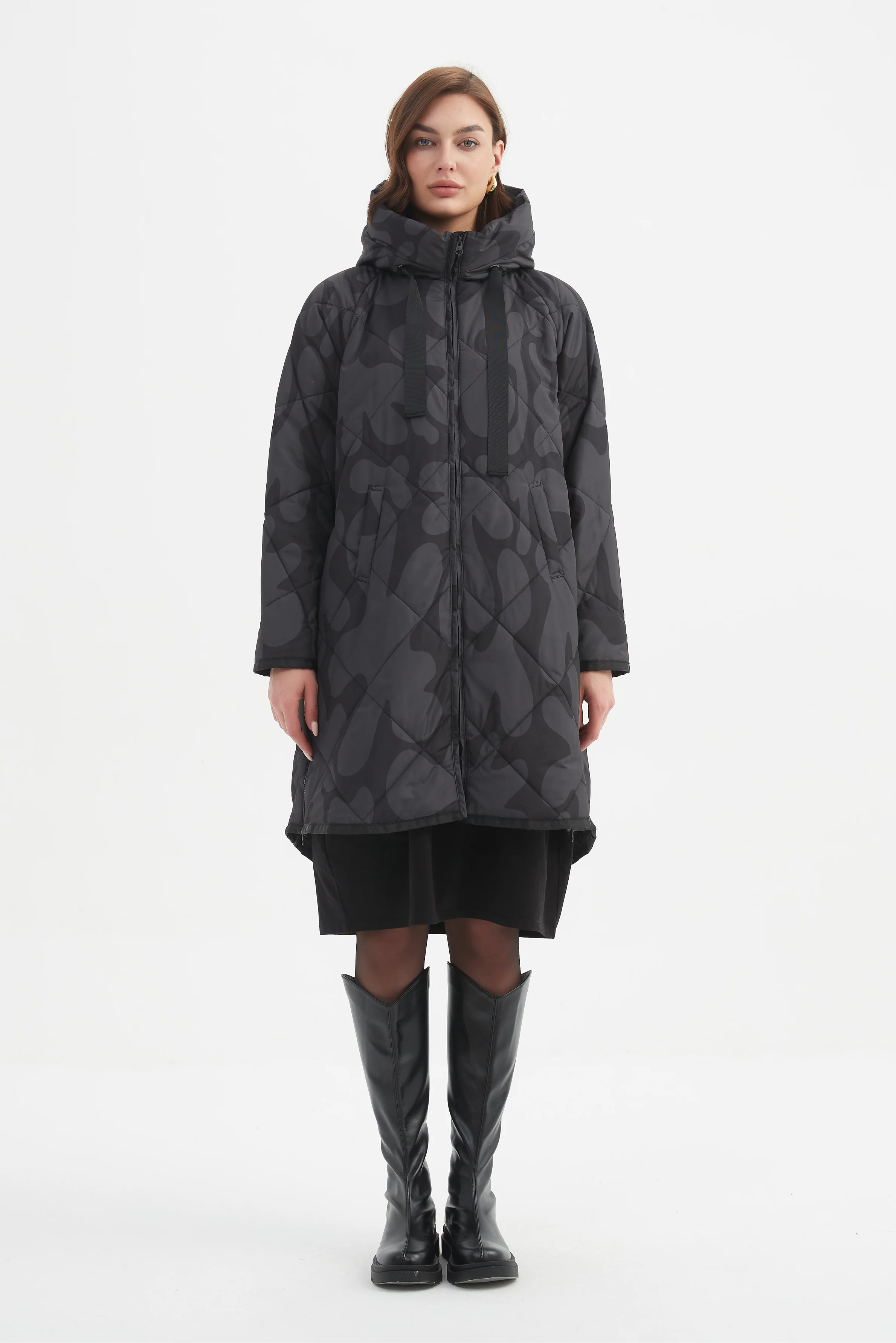 PRINT ZIP HEM WINTER COAT - Image 4