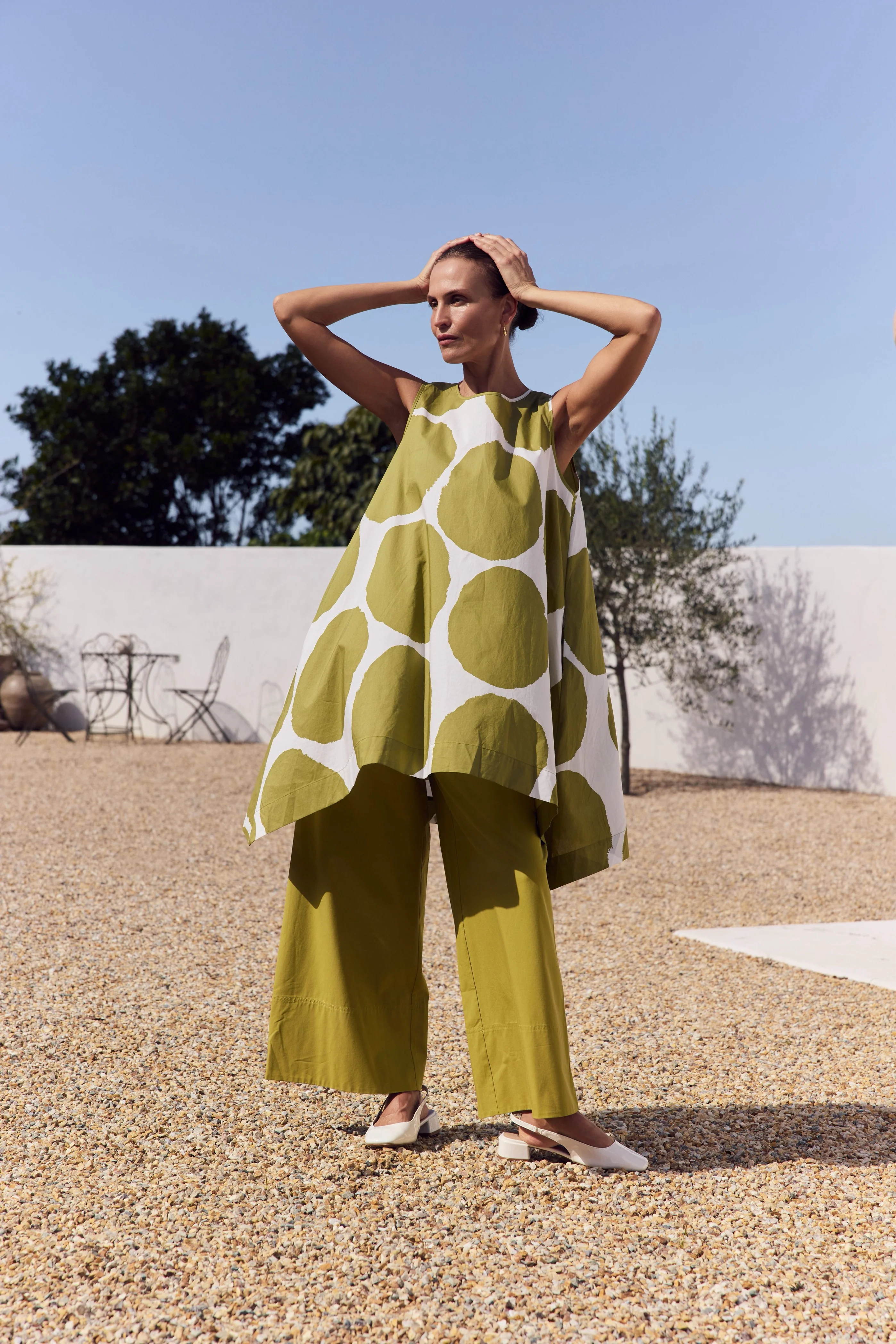 SLEEVELESS POPLIN PRINT TOP