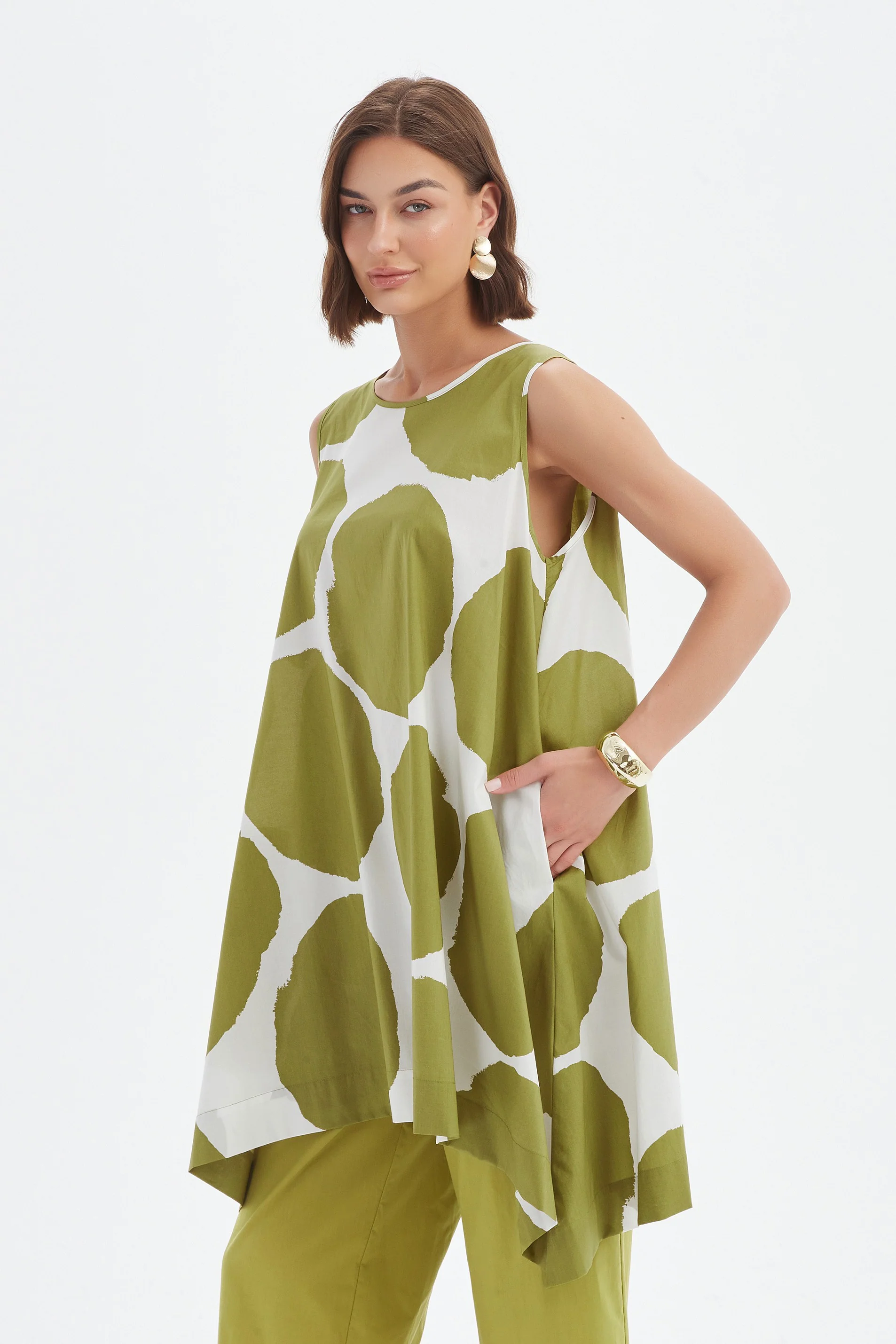 SLEEVELESS POPLIN PRINT TOP - Image 4