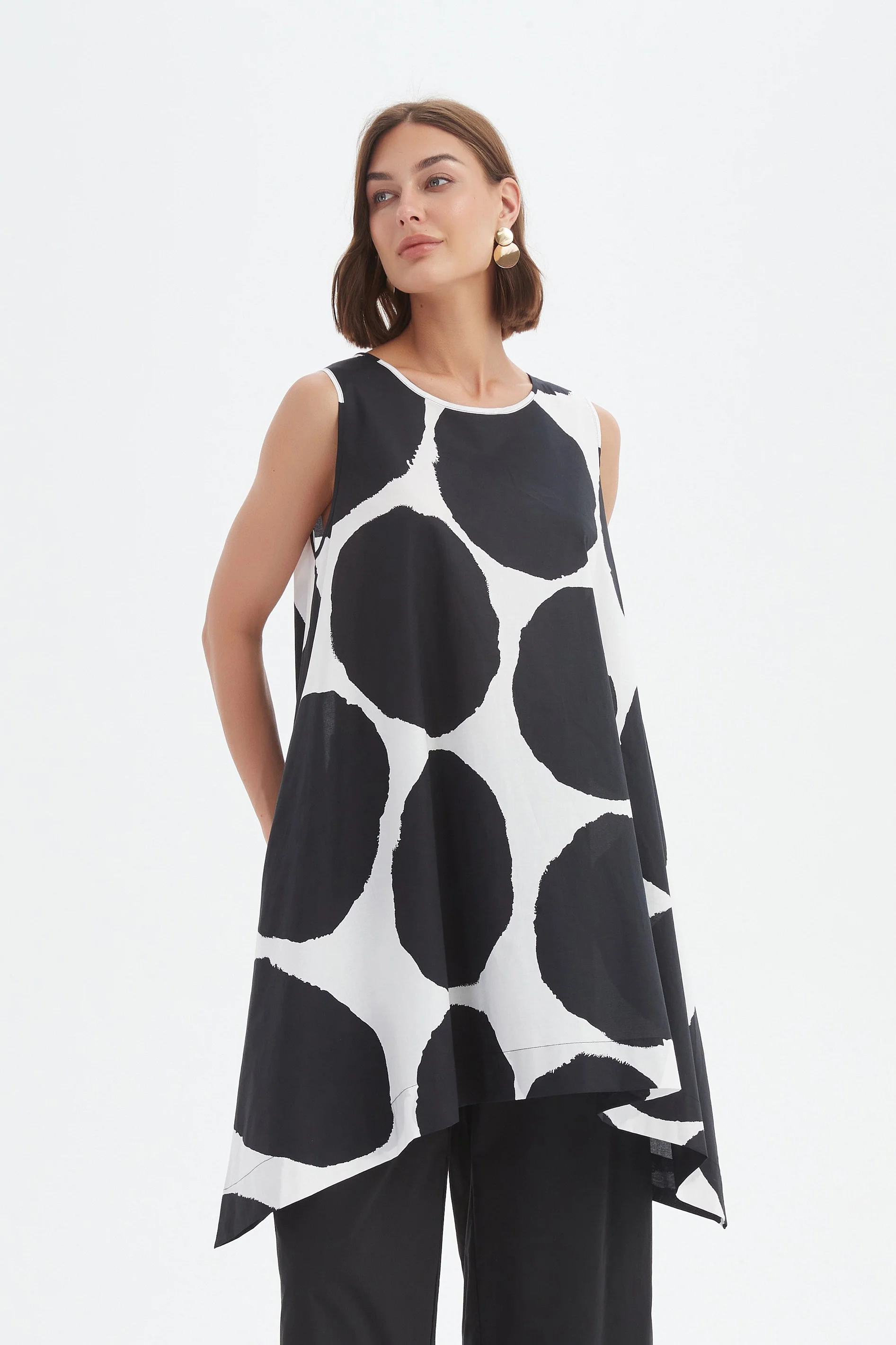 SLEEVELESS POPLIN PRINT TOP - Image 8