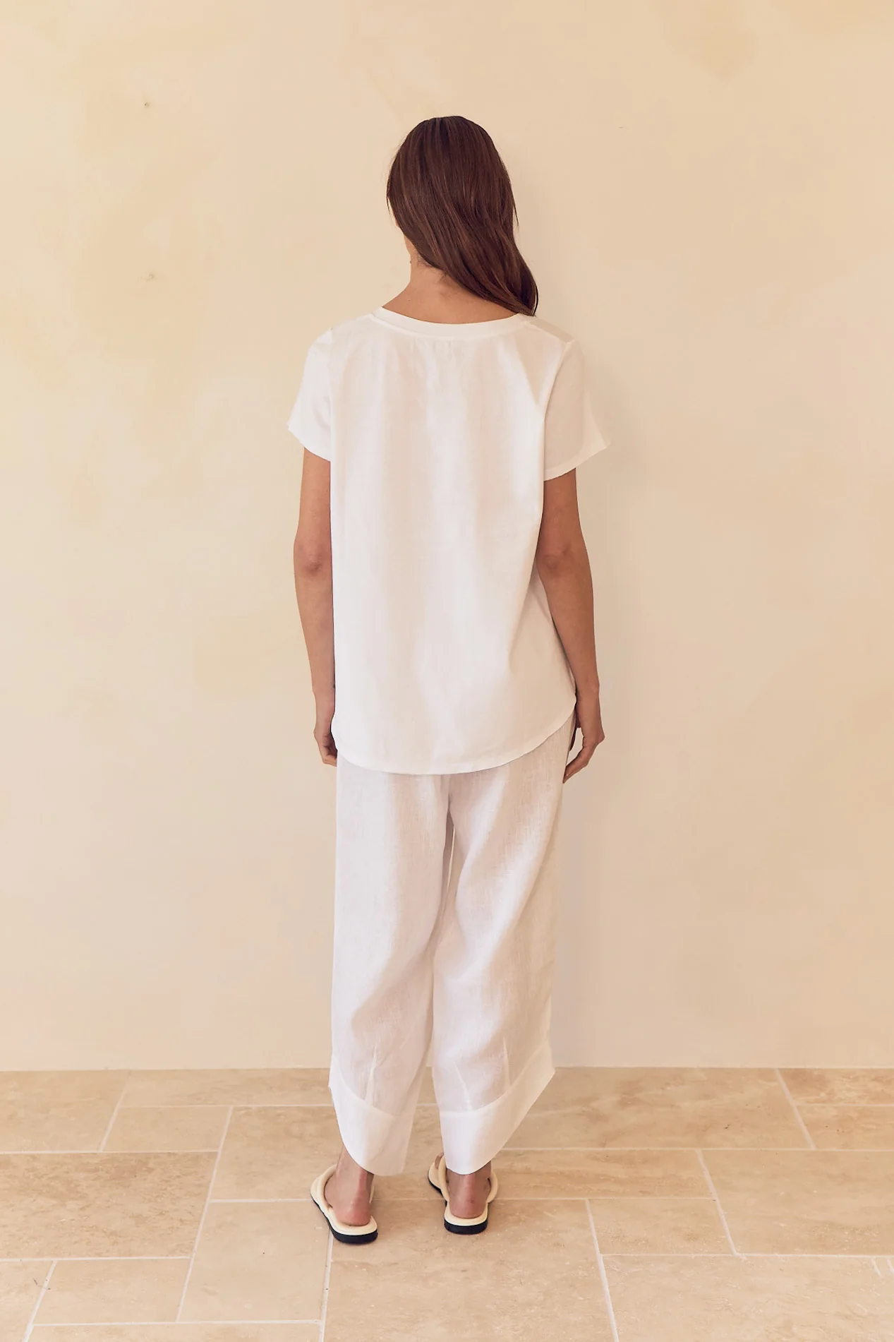 V NECK LINEN COMBI TOP - Image 5